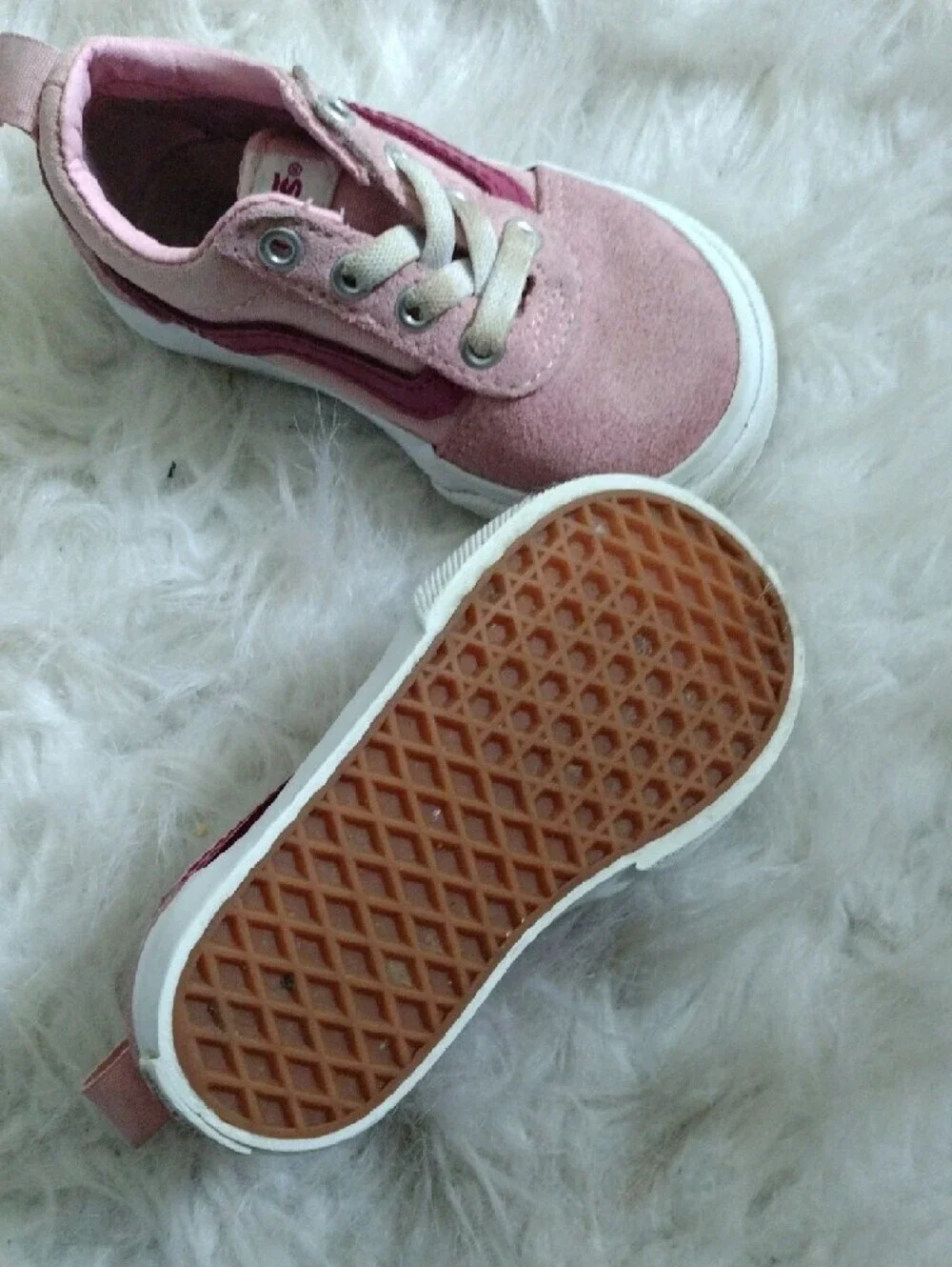 Vans Pink Toddler Slip-On Sneakers with Red Stripe